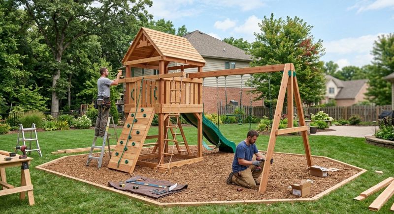 Wooden Playset Installation in Overland Park, KS