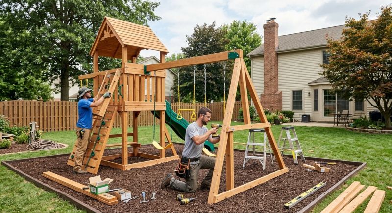 Wooden Playset Installation in Longmont, CO