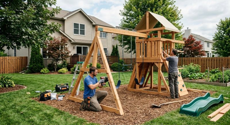 Wooden Swing Set Installation in Prescott Valley, AZ