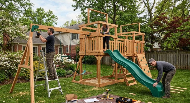 Wooden Playset Installation in Denver County, CO